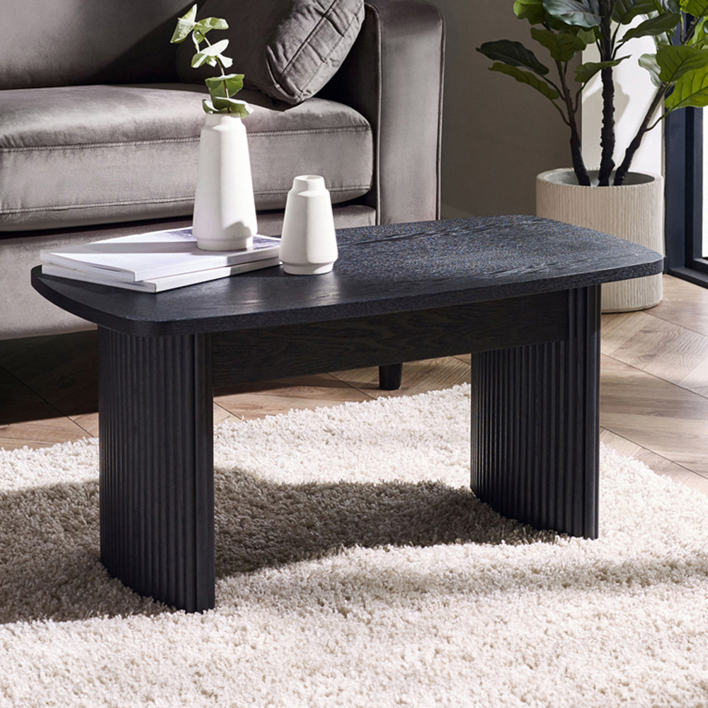 Julian Bowen Louis Black Fluted Compact Coffee Table Image 1