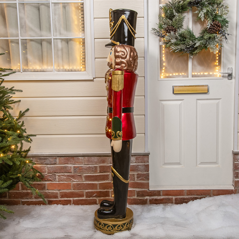 The Christmas Centre Red Black and Green LED Lights Traditional Nutcracker Soldier 5ft Image 7