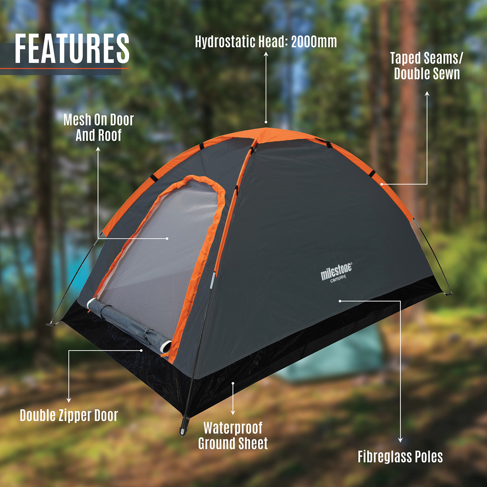 Milestone Camping Festival Dome Tent Charcoal Image 3