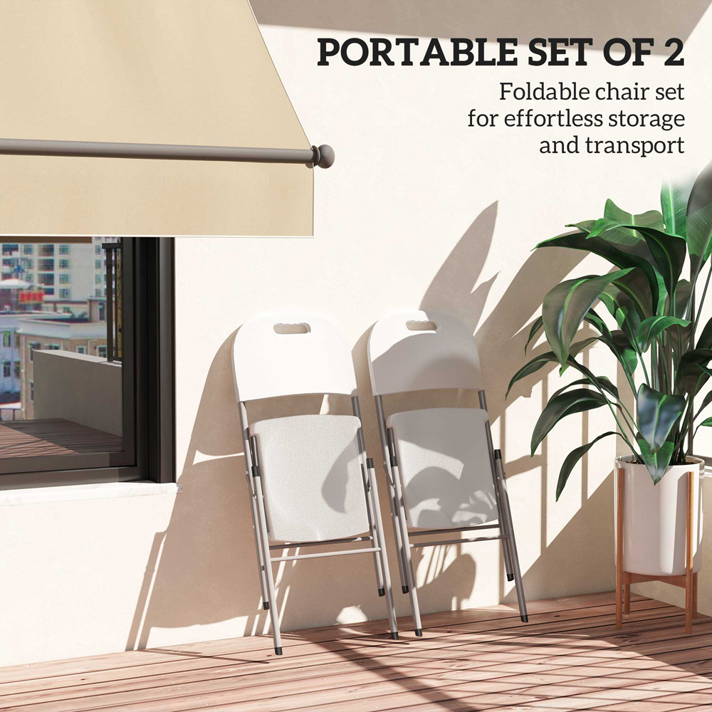 Outsunny White Folding Chair Set of 2 Image 7