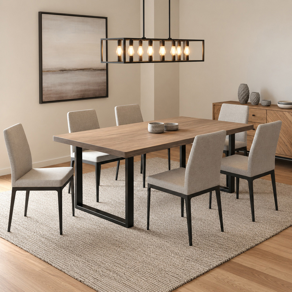 Homebase Grey Wash 6 Seater Sleek and Slender Rustic Dining Table 90 x 160cm Image 3