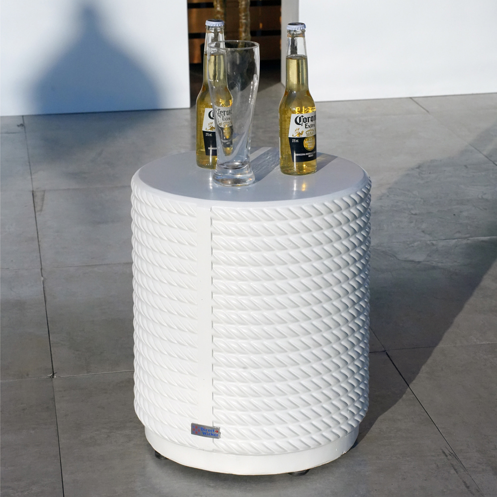 Direct Wicker White Textured Round Side Table Image 3