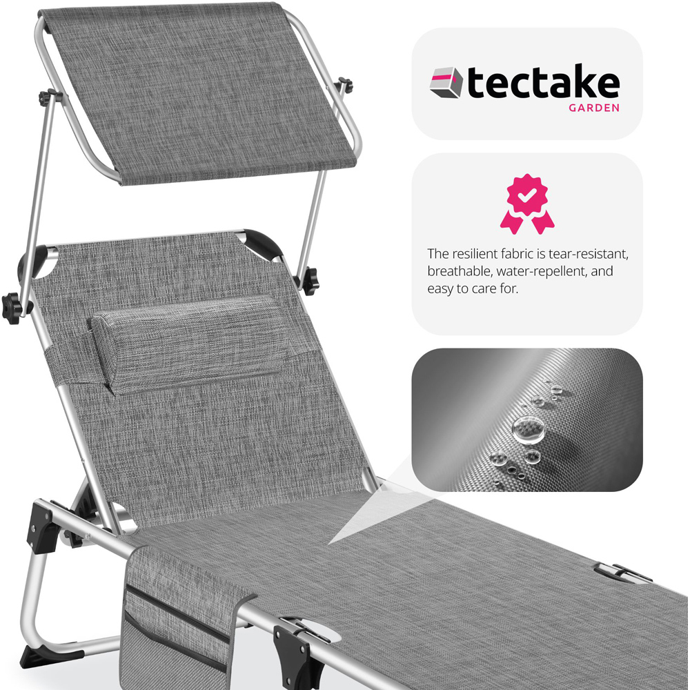tectake Aurelie Mottled Grey 6 Position Backrest Sun Lounger Image 5