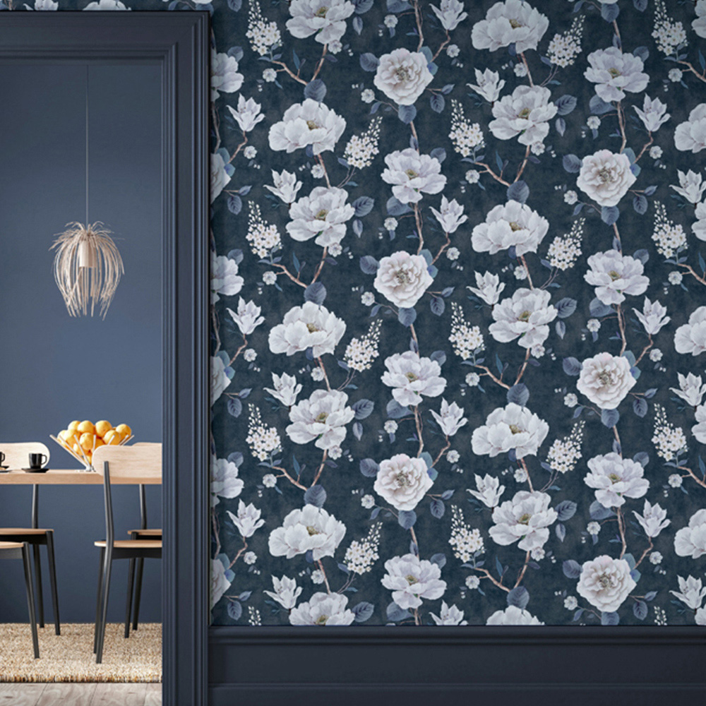 Arthouse Ashley Floral Navy Wallpaper Image 5