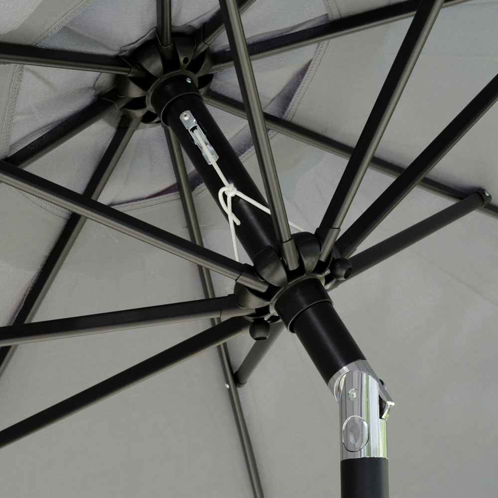 Outsunny Charcoal Grey Crank and Tilt Parasol with Ruffles 2.66m Image 3