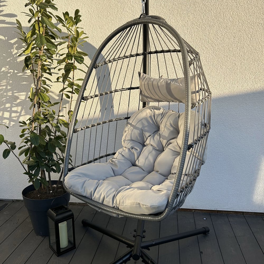Outdoor Living Azura Grey Hanging Egg Chair Image 6