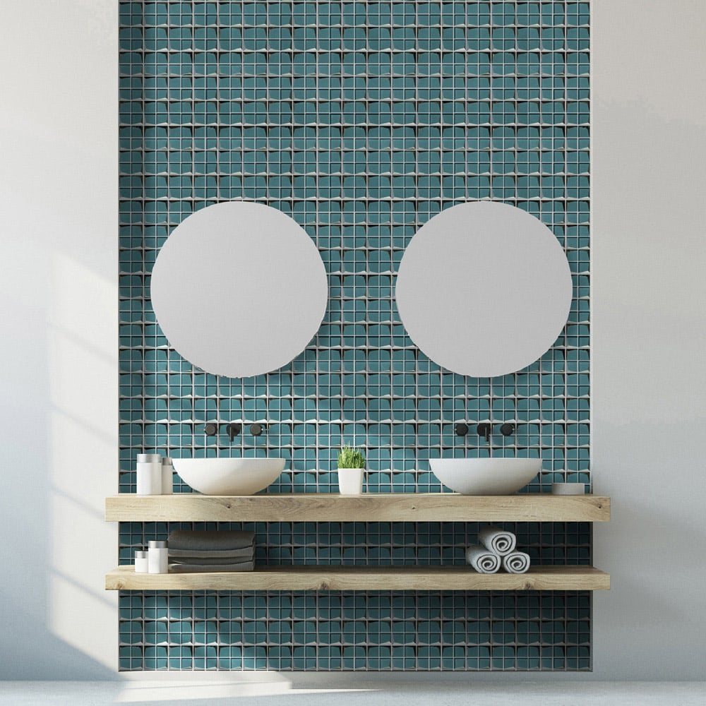 House of Mosaics Stargazer Luxe Teal Mosaic Tile Sheet Image 1