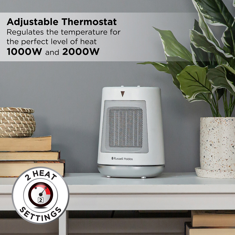 Russell Hobbs RHFH1008 White and Grey Oscillating Ceramic Heater 2000W Image 5