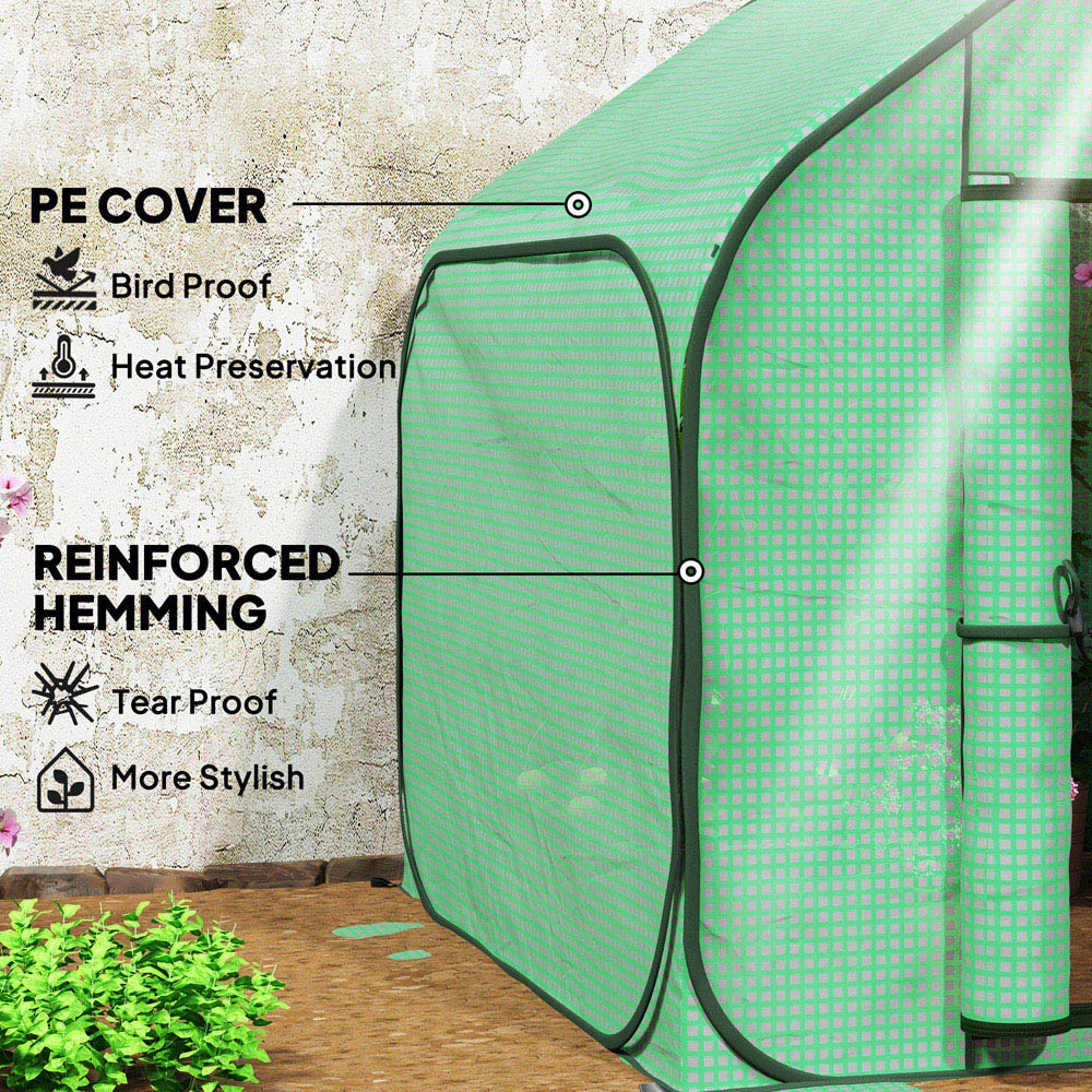 Outsunny Green PE Cover 4.9 x 4.8ft Mini Pop Up Greenhouse with Zipper Door Image 5