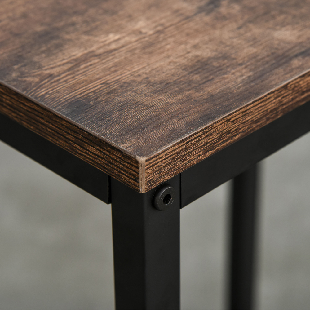 Portland 2 Seater Wood Effect Bar Table with Stools and Side Shelf Image 3