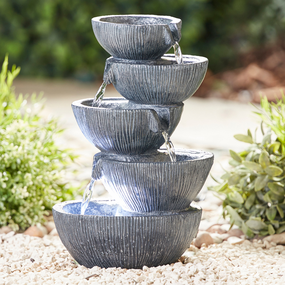 Garden Gear Tabletop 5 Cascading Bowls Water Feature Image 2