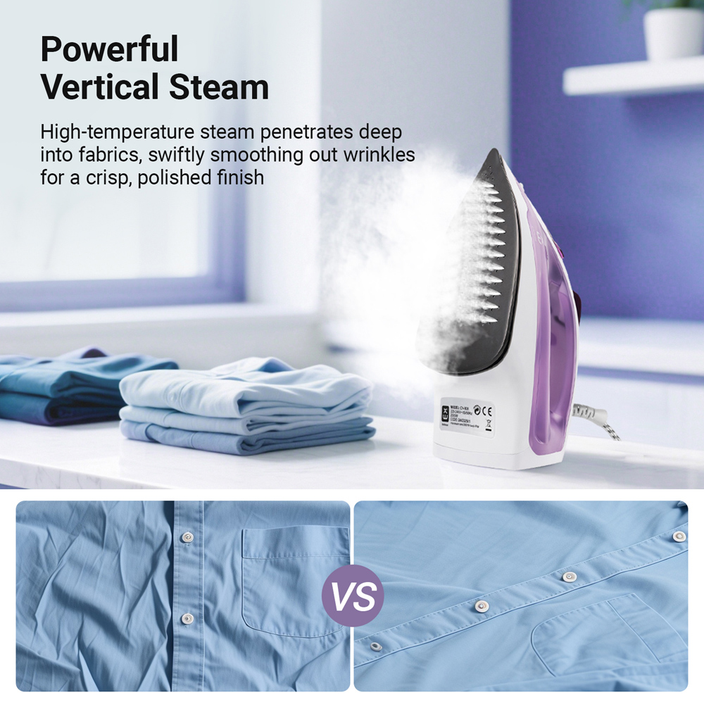 ExtraStar Purple Non Stick Soleplate Steam Iron 2000W Image 3