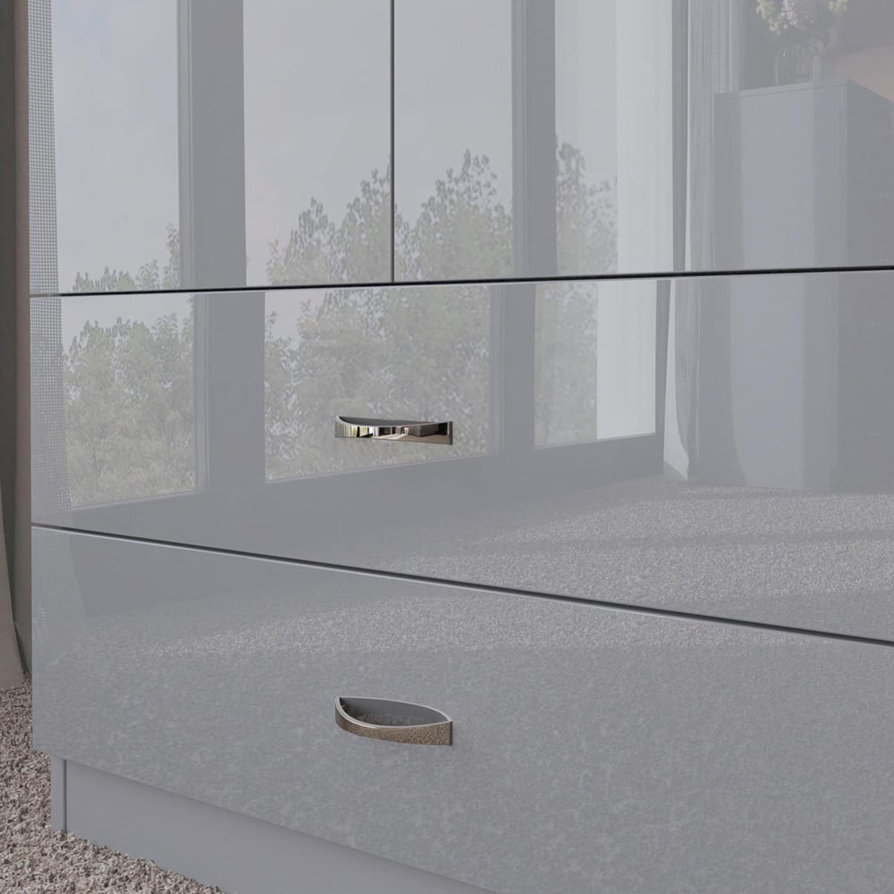 FWStyle Chilton 2 Door 2 Drawer Grey Gloss Wardrobe Image 4
