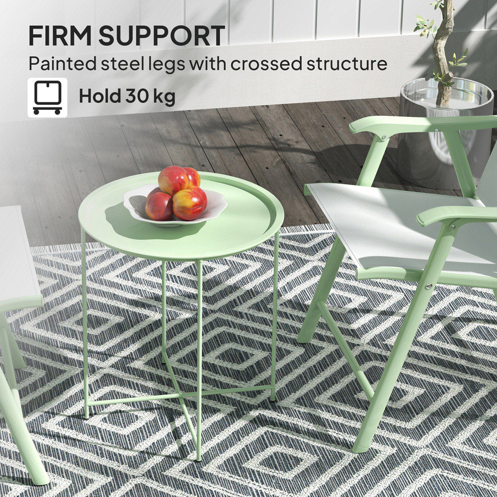 Outsunny Green Round Garden Side Table with Removable Tray Image 5
