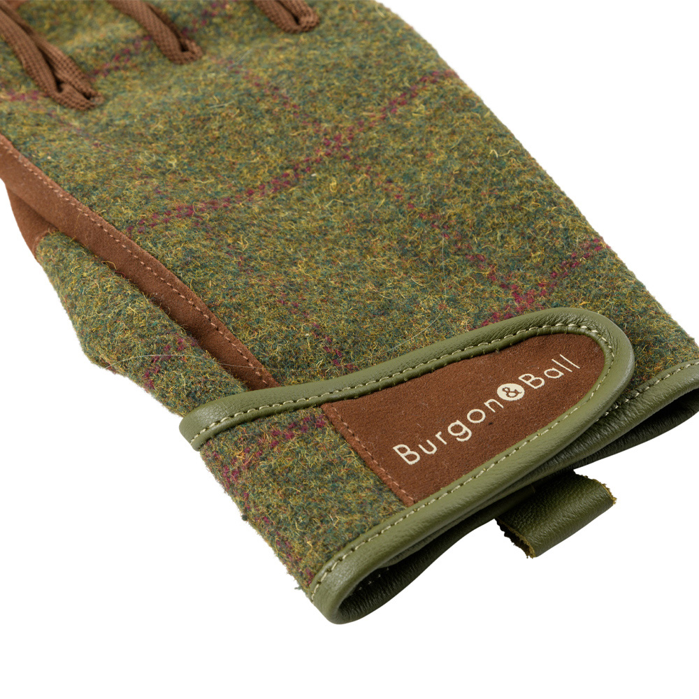 Burgon and Ball Dig The Glove Medium-Large Heritage Tweed Olive Green Gardening Gloves Image 5