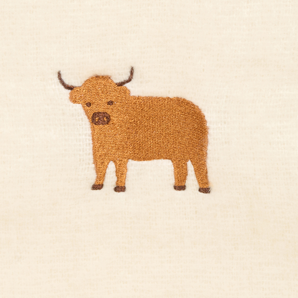Highland Cow Embroidered Mohair Throw Neutral Image 8