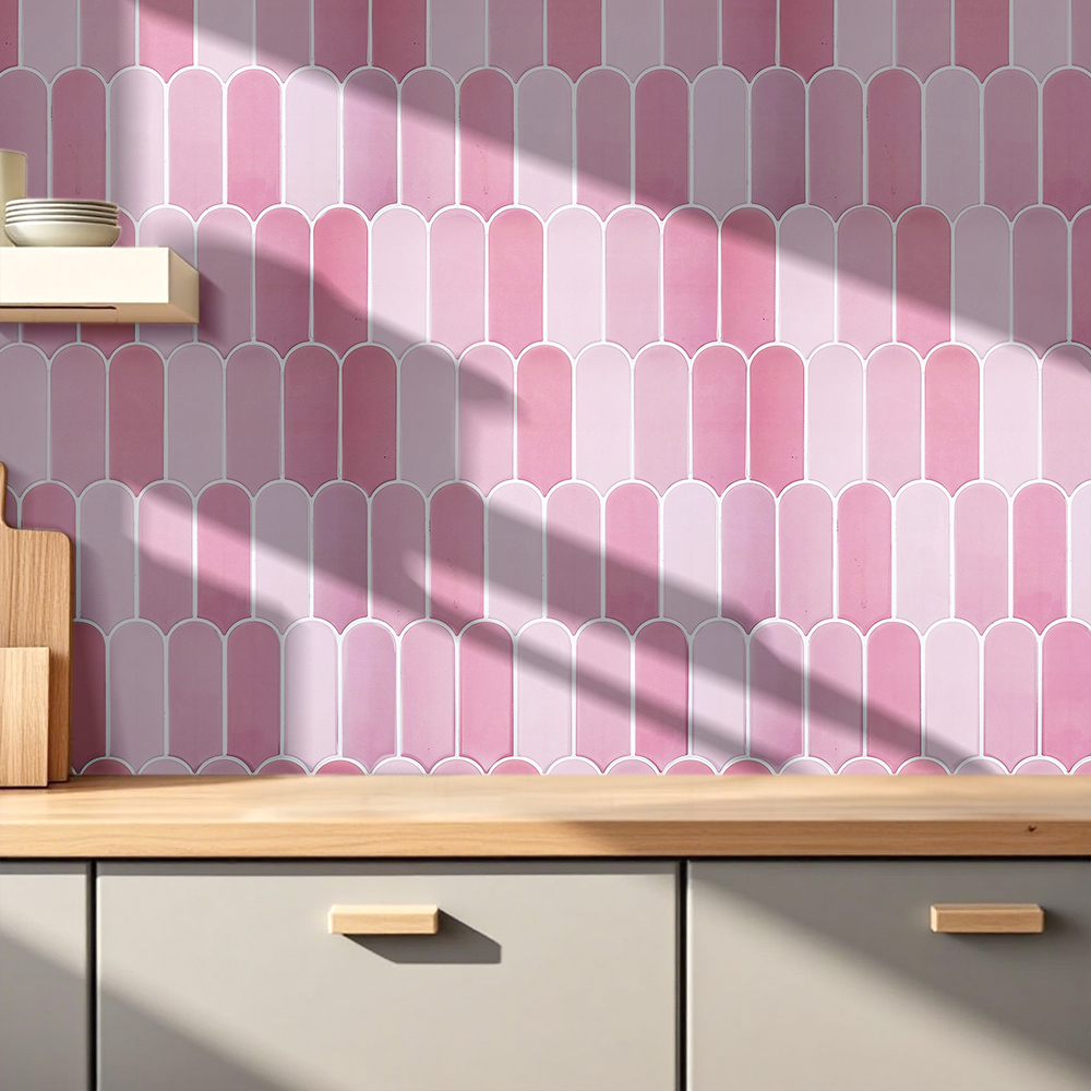 Living and Home Dark Pink Arch Self Adhesive Wall Sticker 10 Pack Image 8