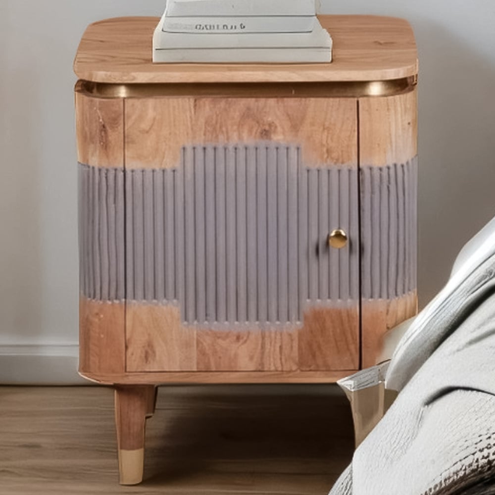 Brooklyn Wilton Single Door Acacia Wood Bedside Table Image 1