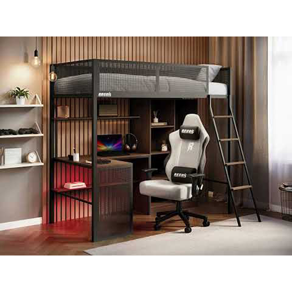 Recoil Graynite Metal Gaming High Sleeper with Shelf and Storage Image 5