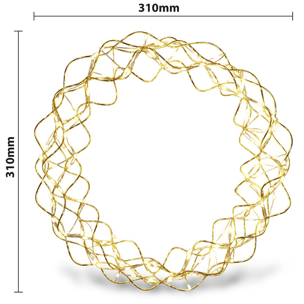 St Helens Outdoor Festive LED Light Up Copper Wreath 31cm Image 5