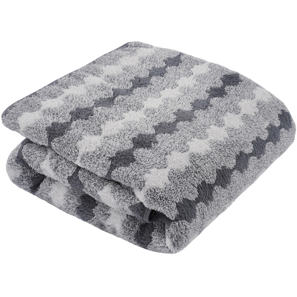 Living and Home Soft Polyester Grey Wave Stripe Towel Set of 4 Image 5