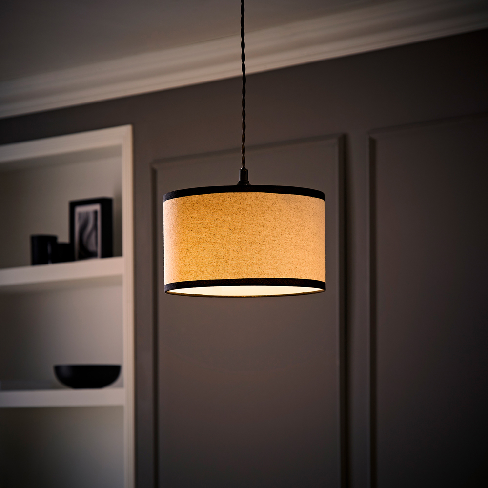 ValueLights Eva Linen Small Drum Shade with Black Trim Image 2