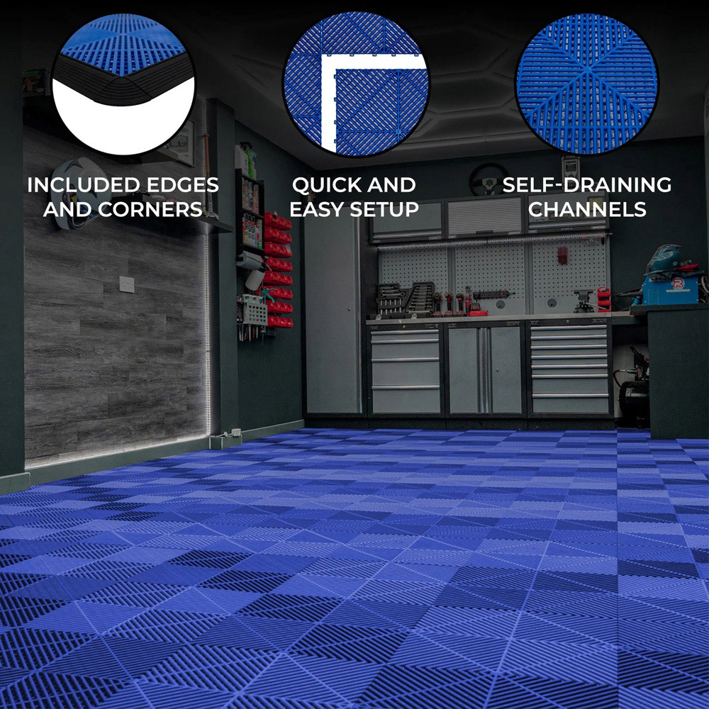 Monstershop 120 Blue Vented Garage Floor Tiles with Edges Image 4