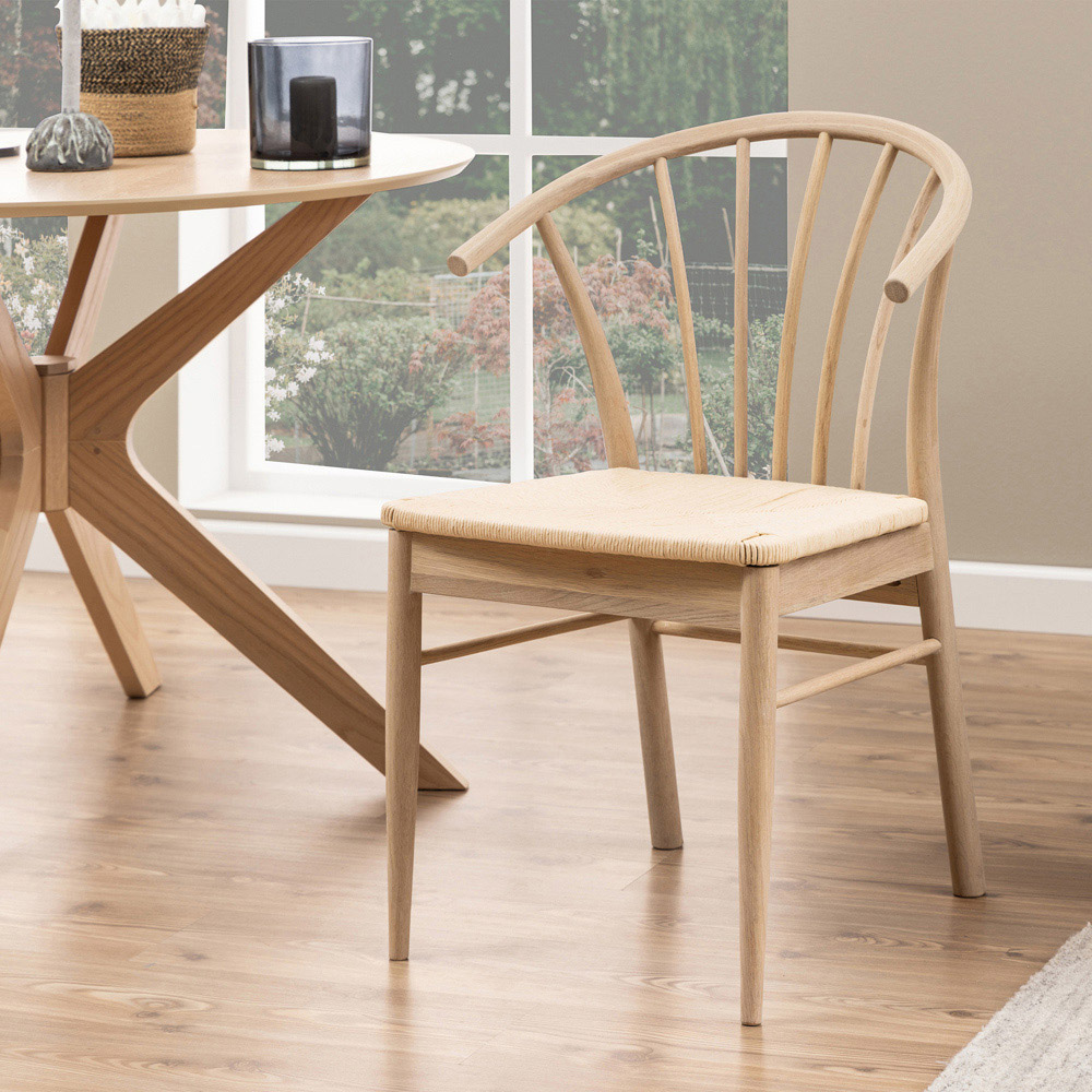 Florence Cassandra Set of 2 White Oak Dining Chairs with Armrest Image 8