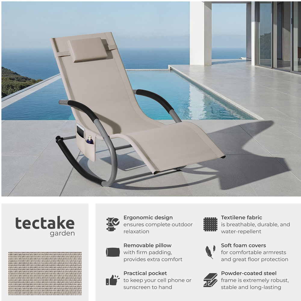 tectake Taya Set of 2 Beige Rocking Sun Lounger Image 3