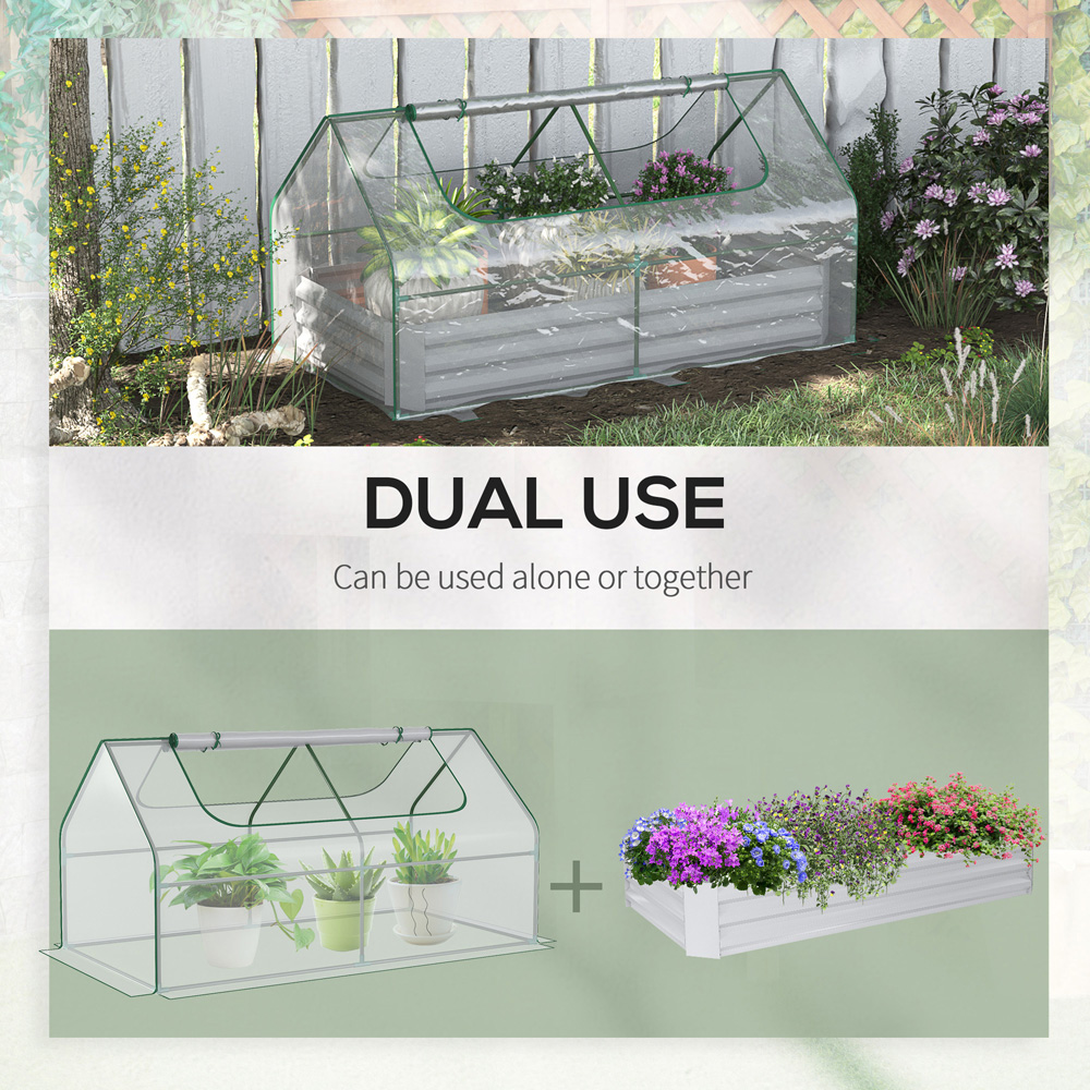 Outsunny Clear Raised Garden Bed Planter with Greenhouse Image 4