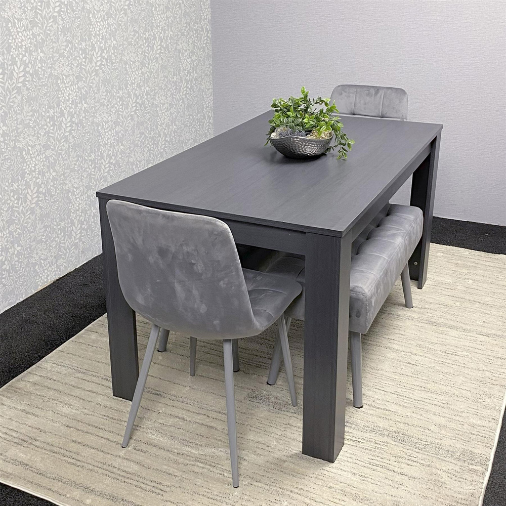 Kosy Koala 6 Seater Dining Set with Bench Dark Grey and Grey Velvet Image 3