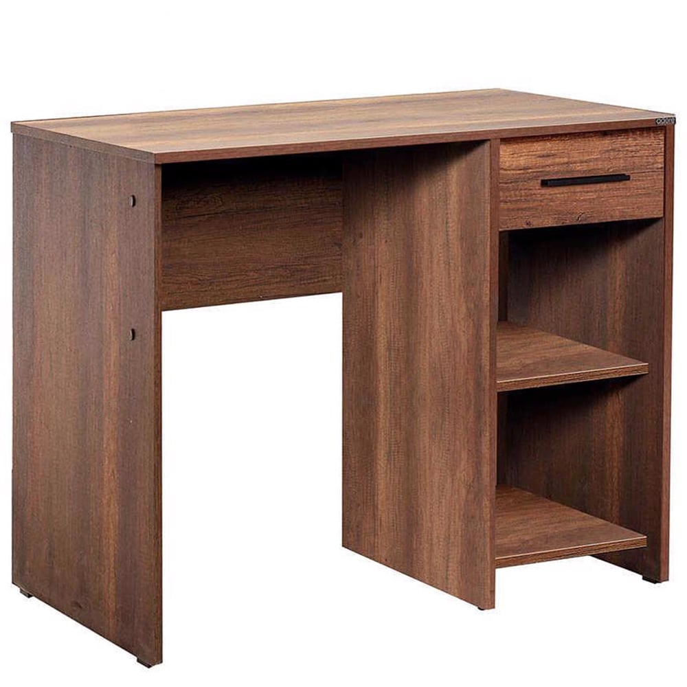 FWStyle Single Drawer 2 Shelf Walnut Desk Image 2