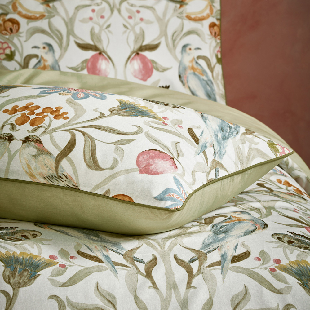 EW by Edinburgh Weavers Liberty Floral Birds Super King Size Stone Cotton Duvet Set Image 4