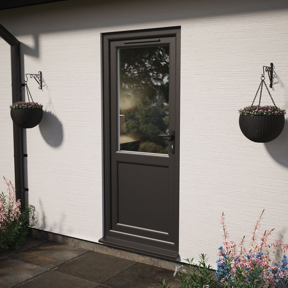 Crystal Black and White Half Glass LH Open Obscure Double Glazed Door 890 x 2090mm Image 4