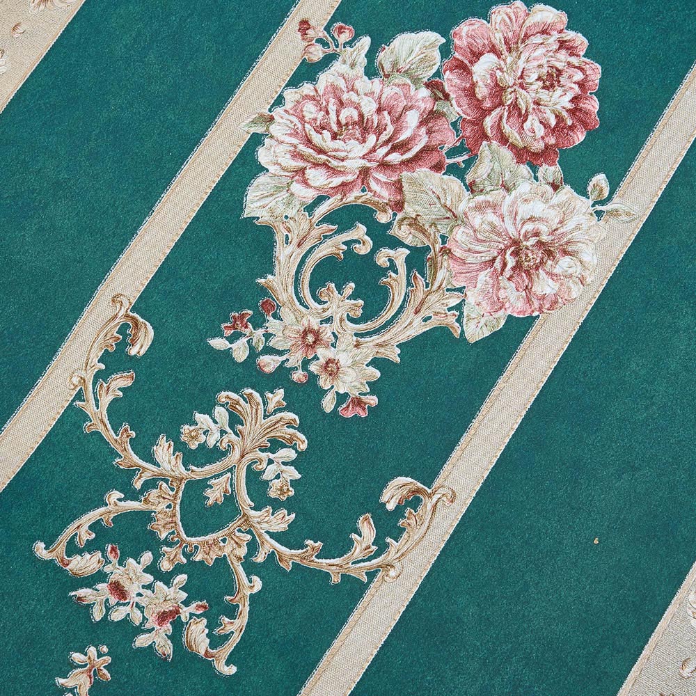 Living and Home Damask Pattern 3D Embossed Dark Green Non-Pasted Non-Woven Vintage Wallpaper Image 6