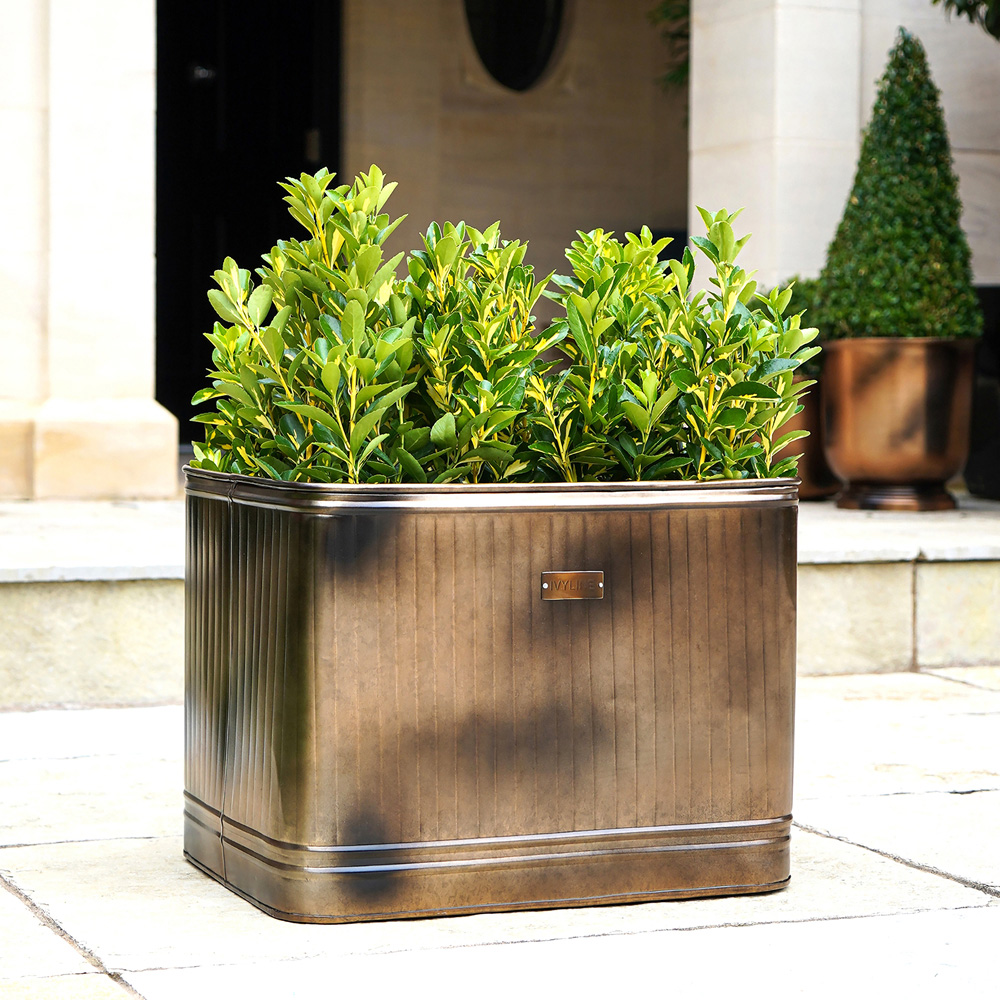 Ivyline Hampton Rectangular Copper Metal Planter 45 x 80cm Image 6