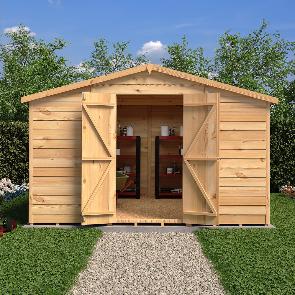 Shire 10 x 10ft Double Door Overlap Apex Wooden Shed Image 6