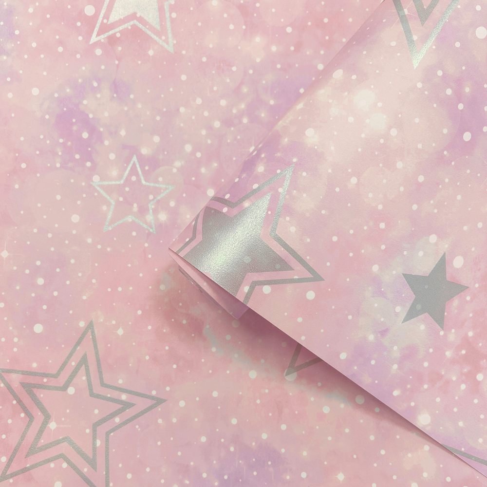 Holden Decor Stardust Pink and Silver Wallpaper Image 2