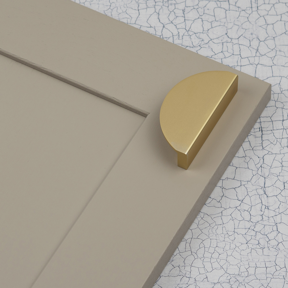 Handle & Home Brushed Brass Half Moon Cabinet Handle 64mm Image 2