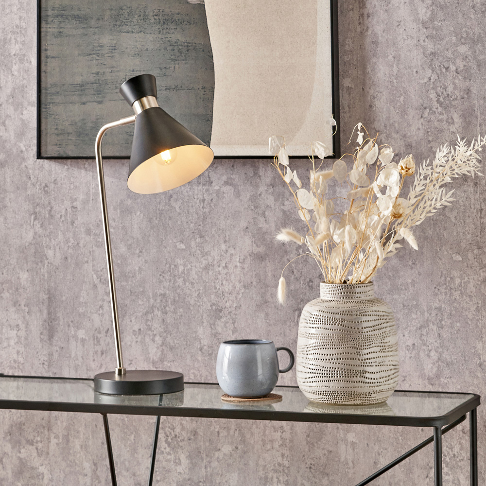 Pacific Lifestyle Benedict Black and Brushed Silver Metal Table Lamp Image 2
