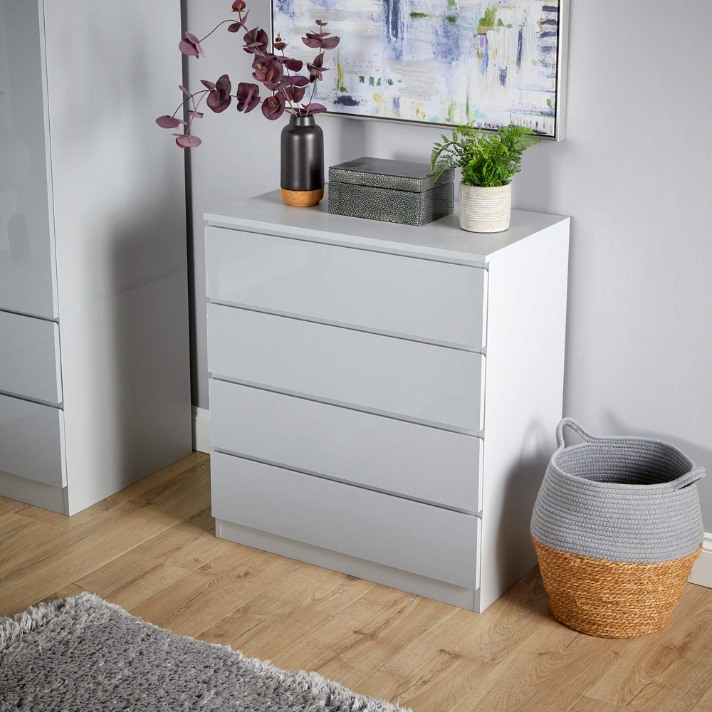 Home Source Lugano 4 Drawer Grey Chest of Drawers Image 5