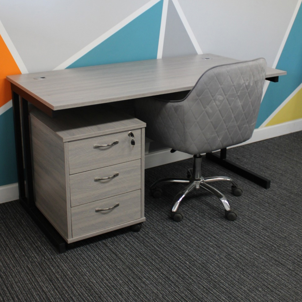 Kosy Koala Grey Wooden Office Desk with Drawer Unit and Chair Image 6