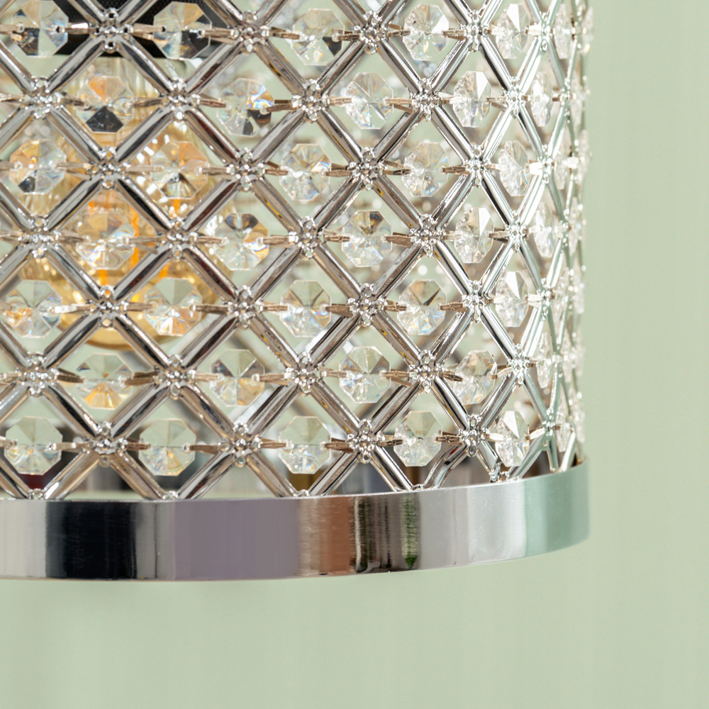 ValueLights Hadley Silver Jewel Light Drum Lamp Shade Image 3