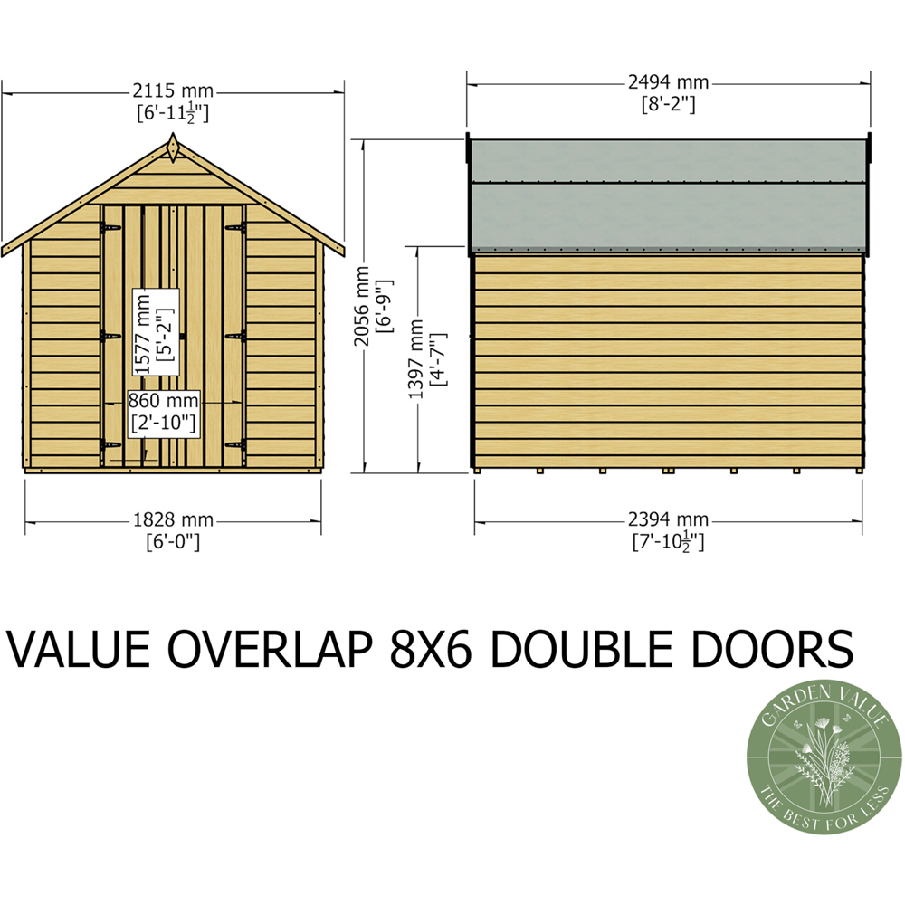Shire 6 x 8ft Double Door Overlap Apex Shed Image 9