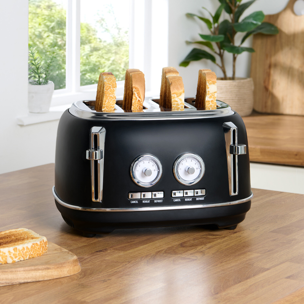 Kitchen Master 4 Slice Retro Toaster Black Image 9