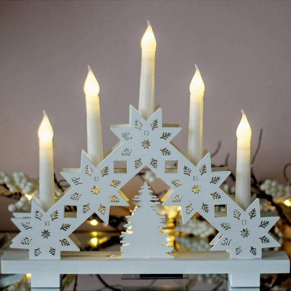 Marco Paul LED Wooden Snowflake Candle Bridge Image 3