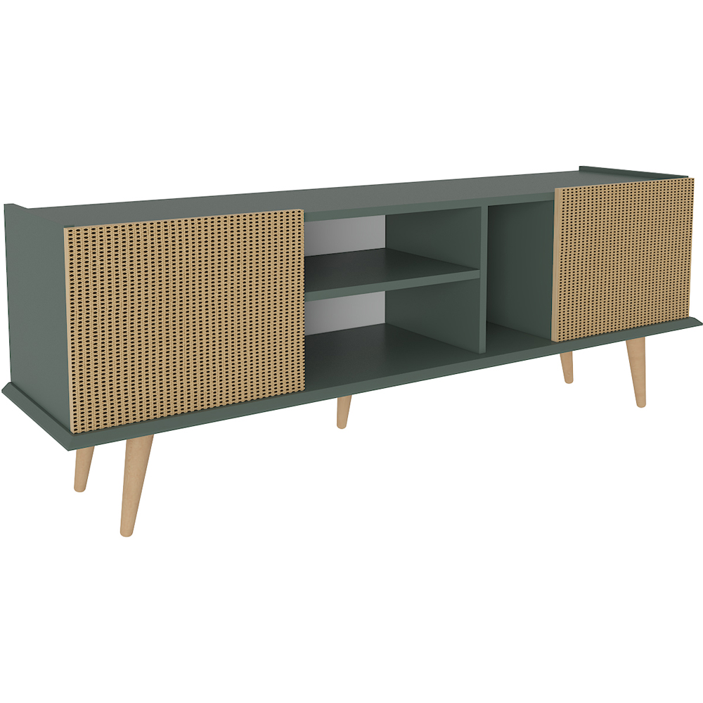 Decorotika Ecuador 2 Door 3 Shelf Silva and Rattan TV Unit Image 2