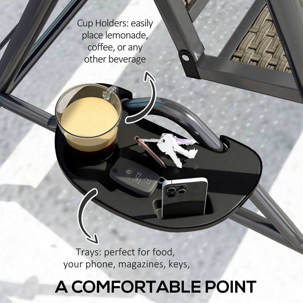 Outsunny 3 Seater Grey Garden Swing Bench with Adjustable Canopy Image 8