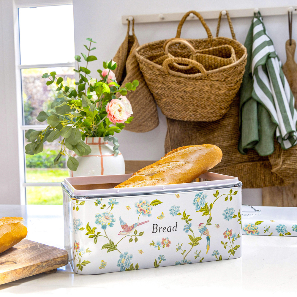 Laura Ashley White Floral Bread Bin Image 5