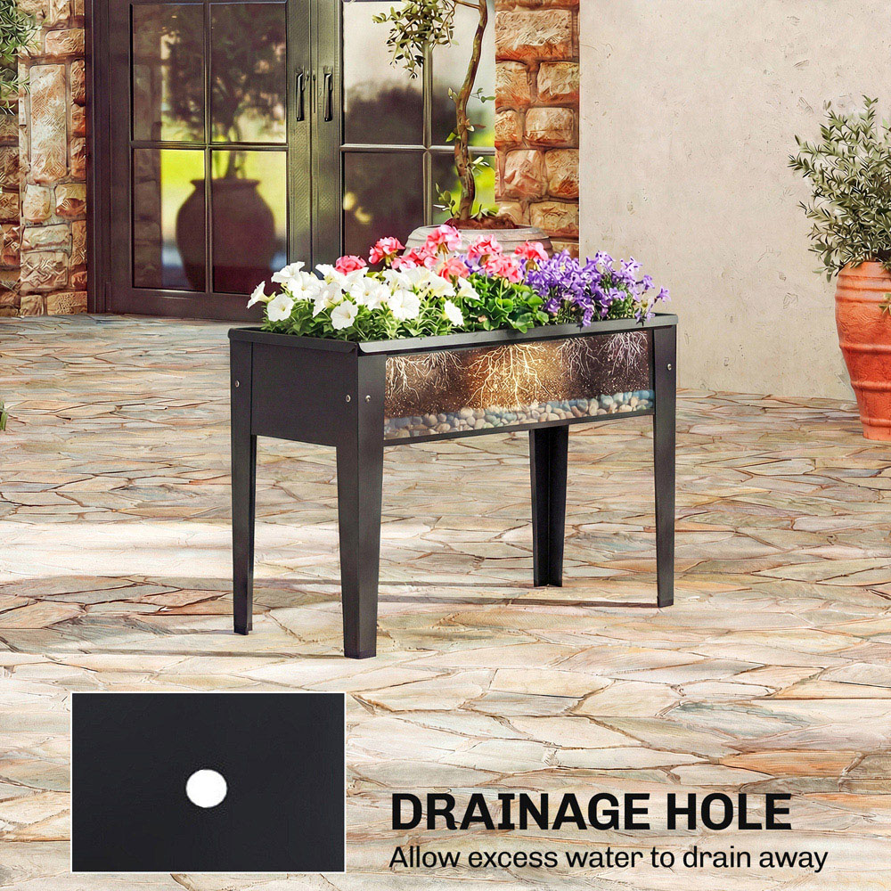 Outsunny Black Metal Raised Garden Bed 45 x 60 x 27cm Image 4